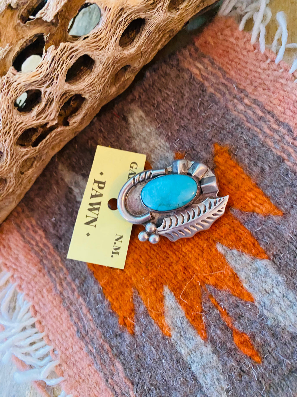 Vintage Handcrafted Turquoise & Sterling Silver Brooch