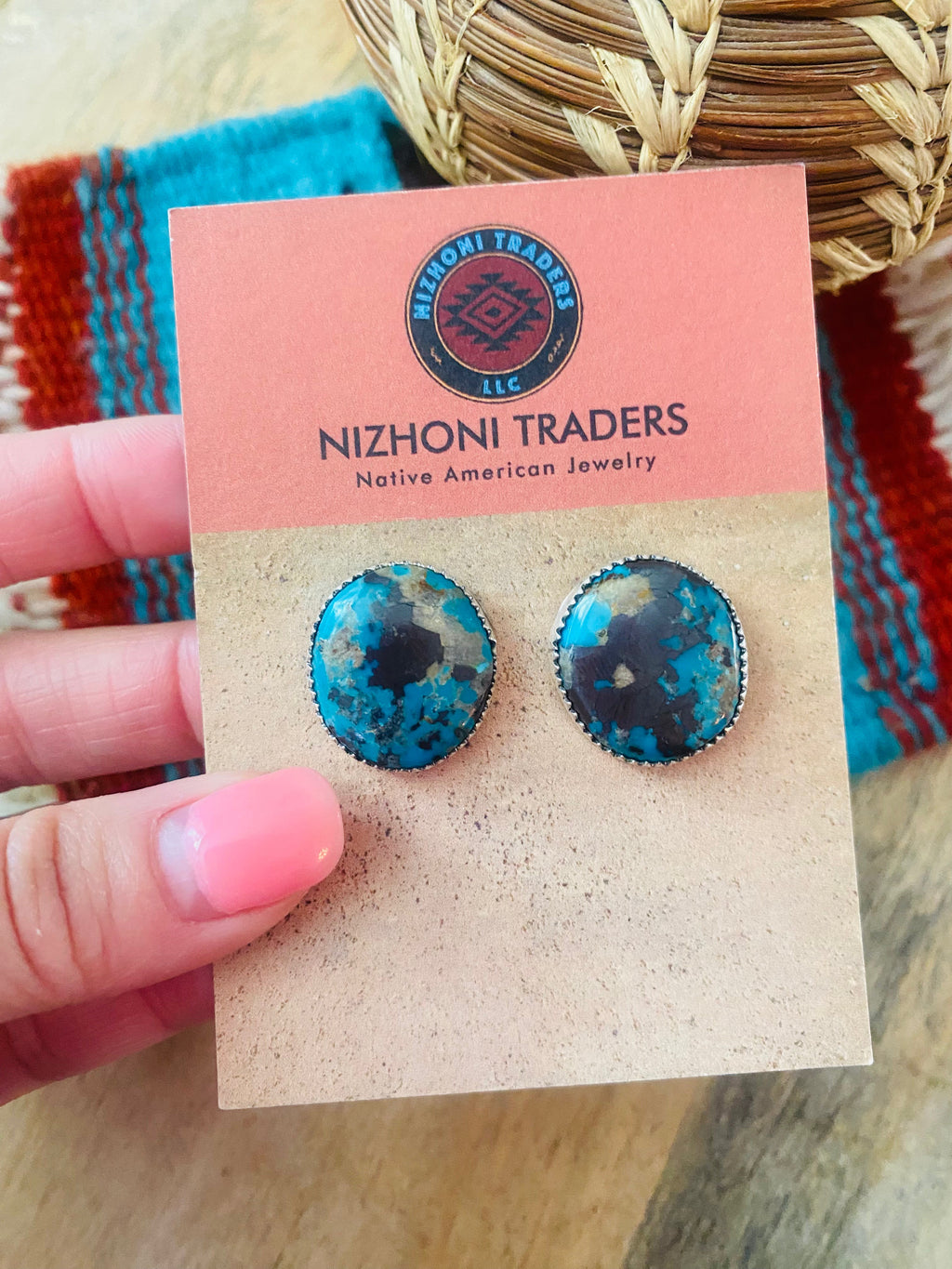 Handcrafted Turquoise & Sterling Silver Stud Earrings