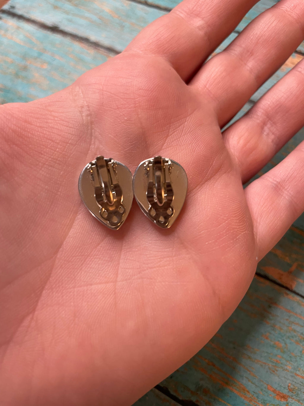 Handcrafted Rhondite And Sterling Silver Post Clip On Earrings