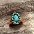 Handcrafted Turquoise & Sterling Silver Ring Size 8.5 Signed Robert Shakey
