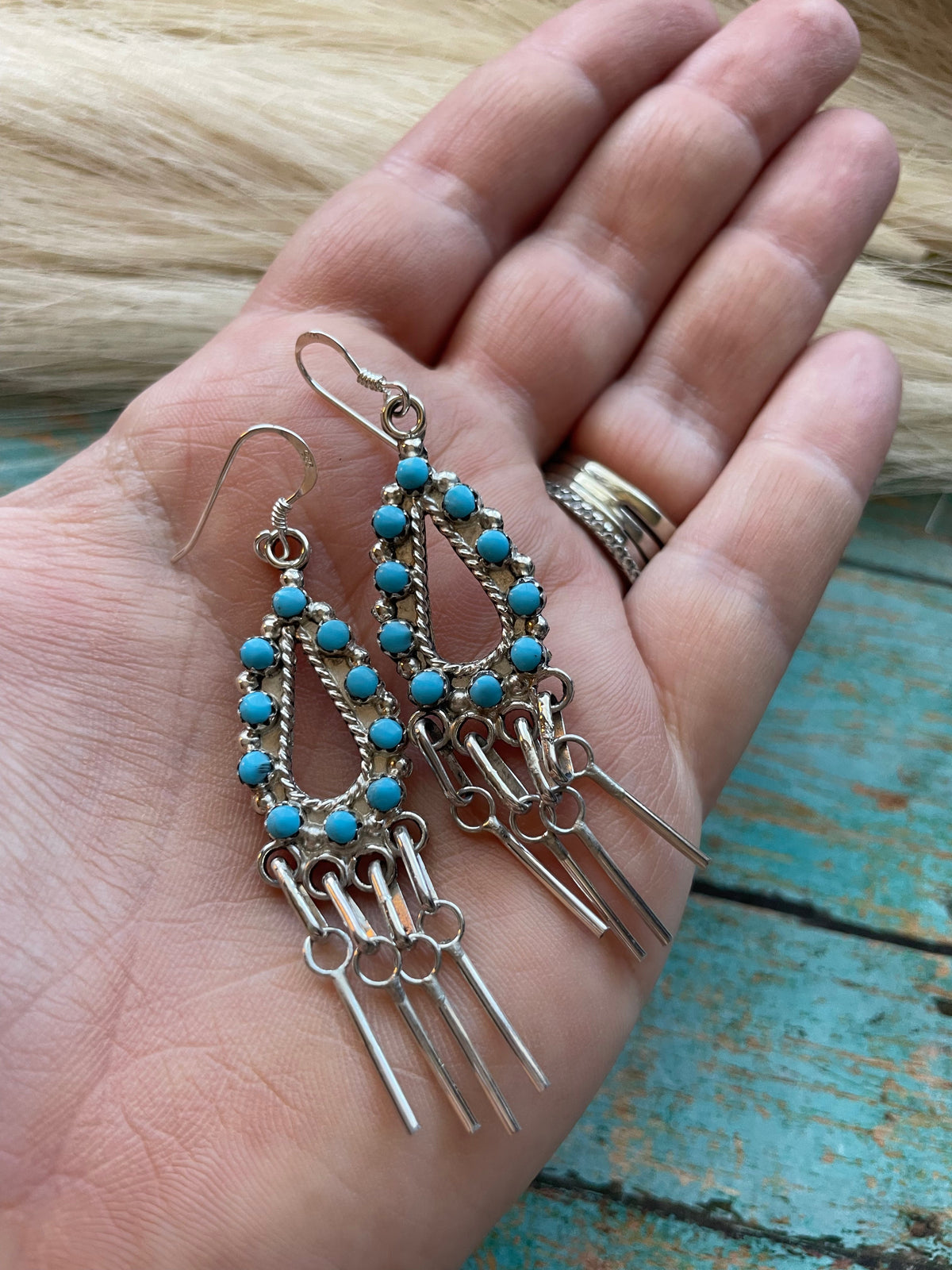 Handcrafted Sterling Silver & Turquoise Dangle Earrings