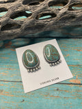 Handcrafted Turquoise And Sterling Silver Post Earrings Signed