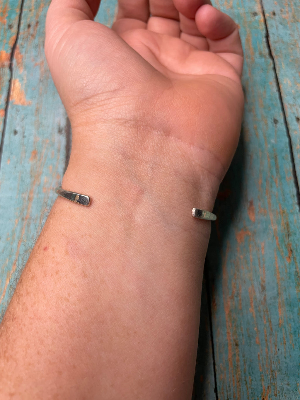 Handcrafted Sterling Silver & Blue Opal Cuff Bracelet