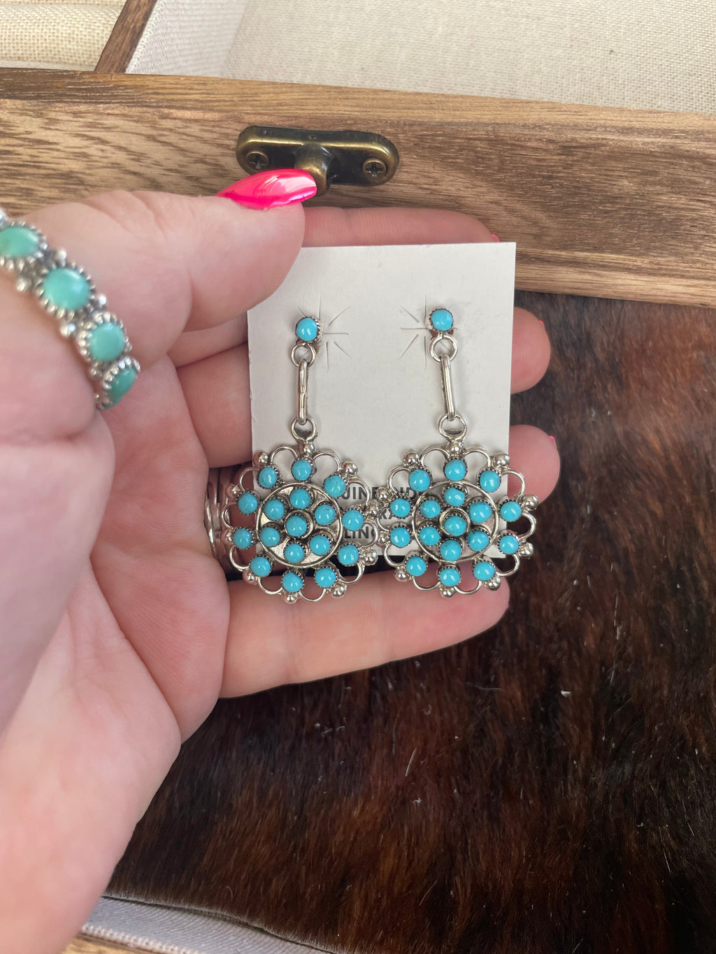 Handcrafted Turquoise Sterling Silver Dangle Earrings