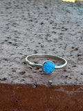 Handcrafted Sterling Silver & Blue Opal Dot Ring