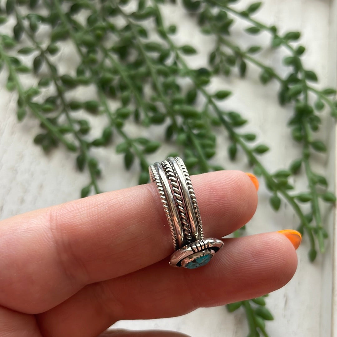“The Bordered” Handcrafted Turquoise Sterling Silver Ring