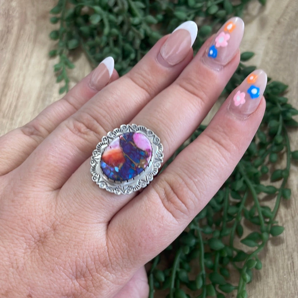 “Dreamy ” Handcrafted Pink Dream & Sterling Silver Ring Signed