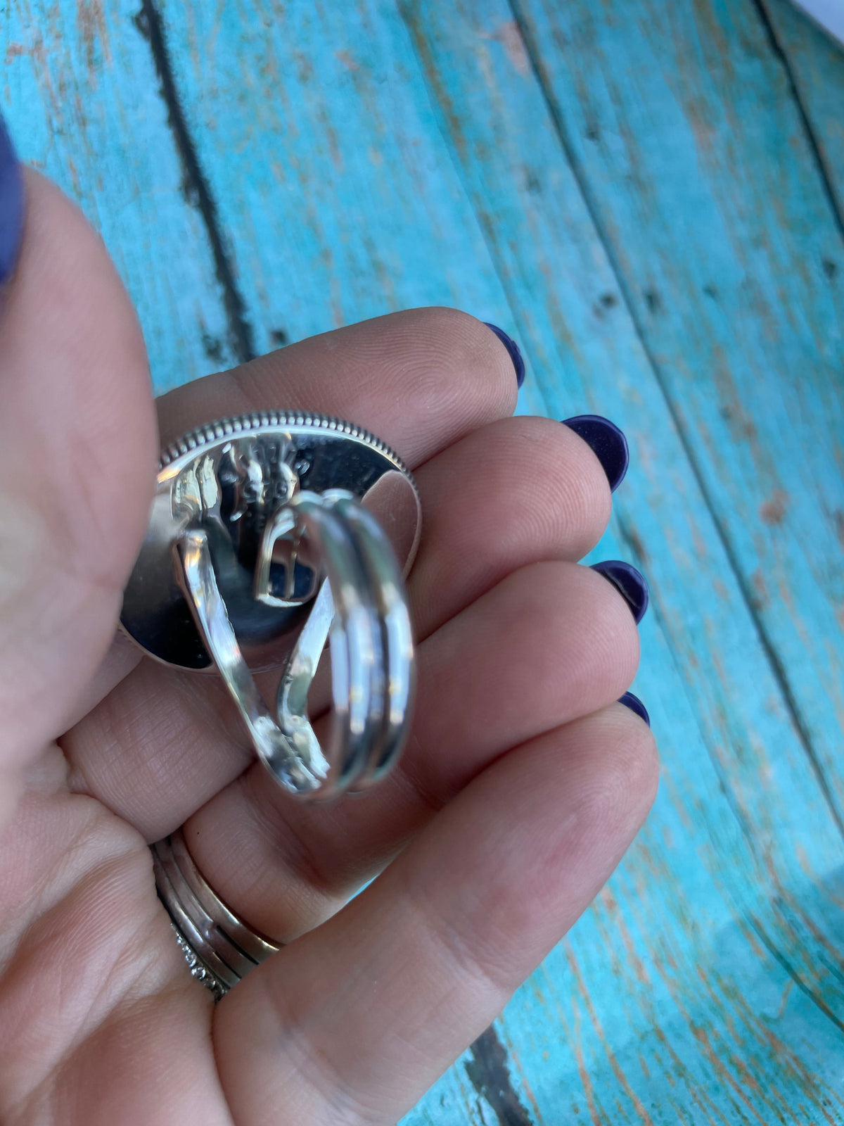 Handcrafted Golden Hills Turquoise And Sterling Silver Adjustable Ring