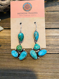 Handcrafted Multi Turquoise & Sterling Silver Cluster Dangle Earrings