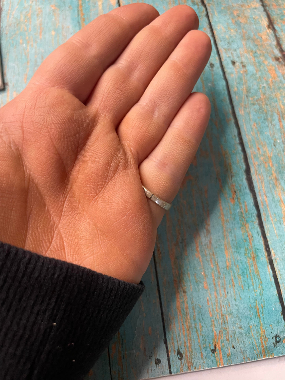 Old Pawn Handcrafted Sterling Silver & Multi Stone Inlay Ring Size 6