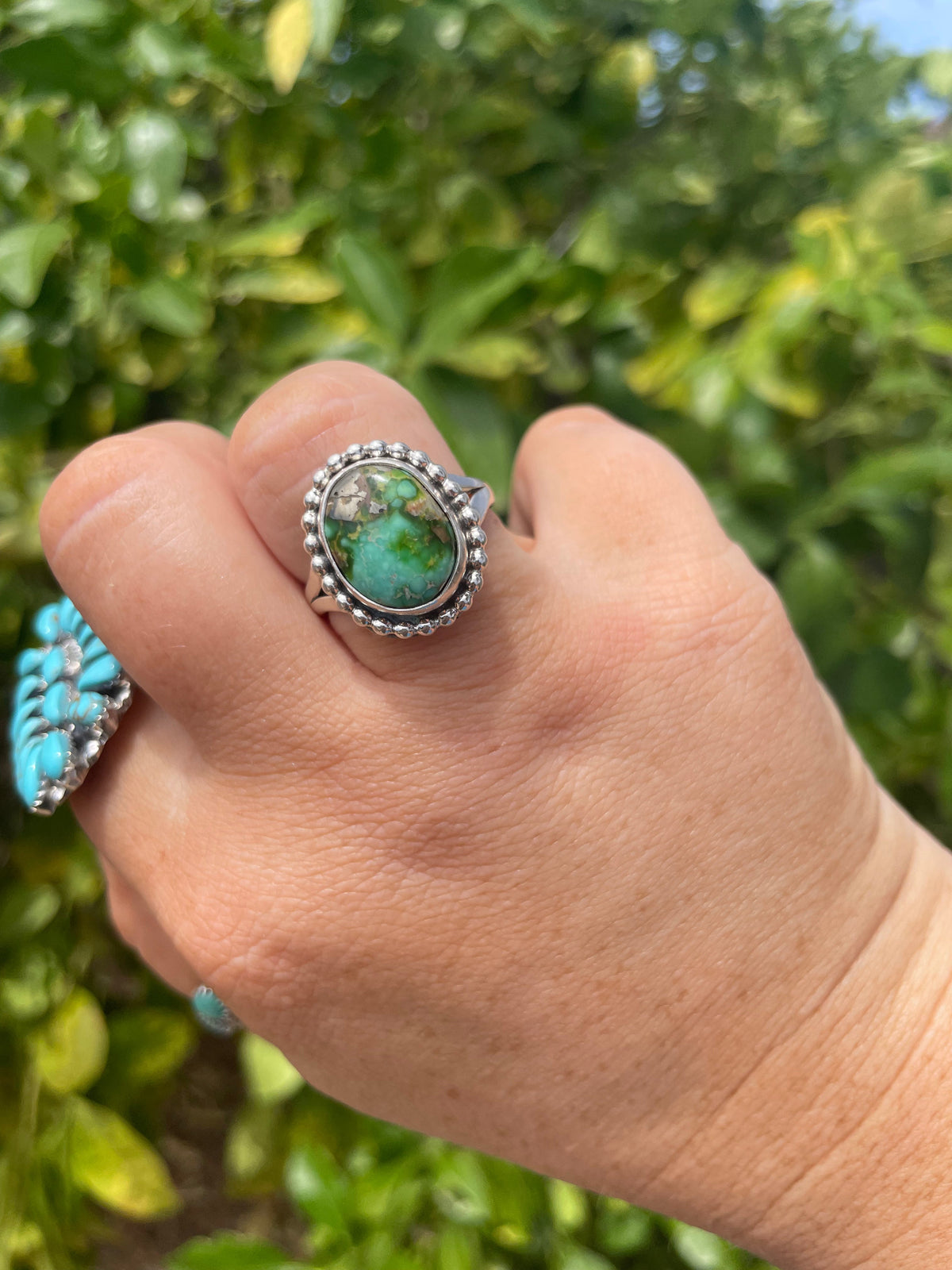 “The Taylor” Handcrafted Turquoise Sterling Silver Ring Size 10