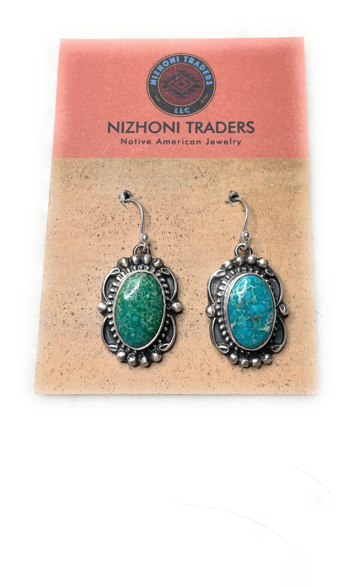 Handcrafted Sterling Silver & Turquoise Dangle Earrings Signed Sheila Becenti