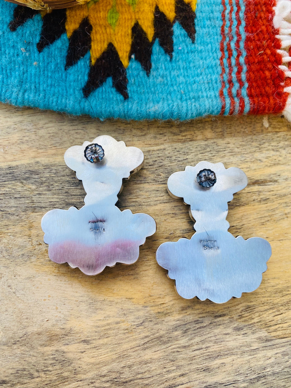 Handcrafted Sterling Silver & Kingman Turquoise Cluster Earrings