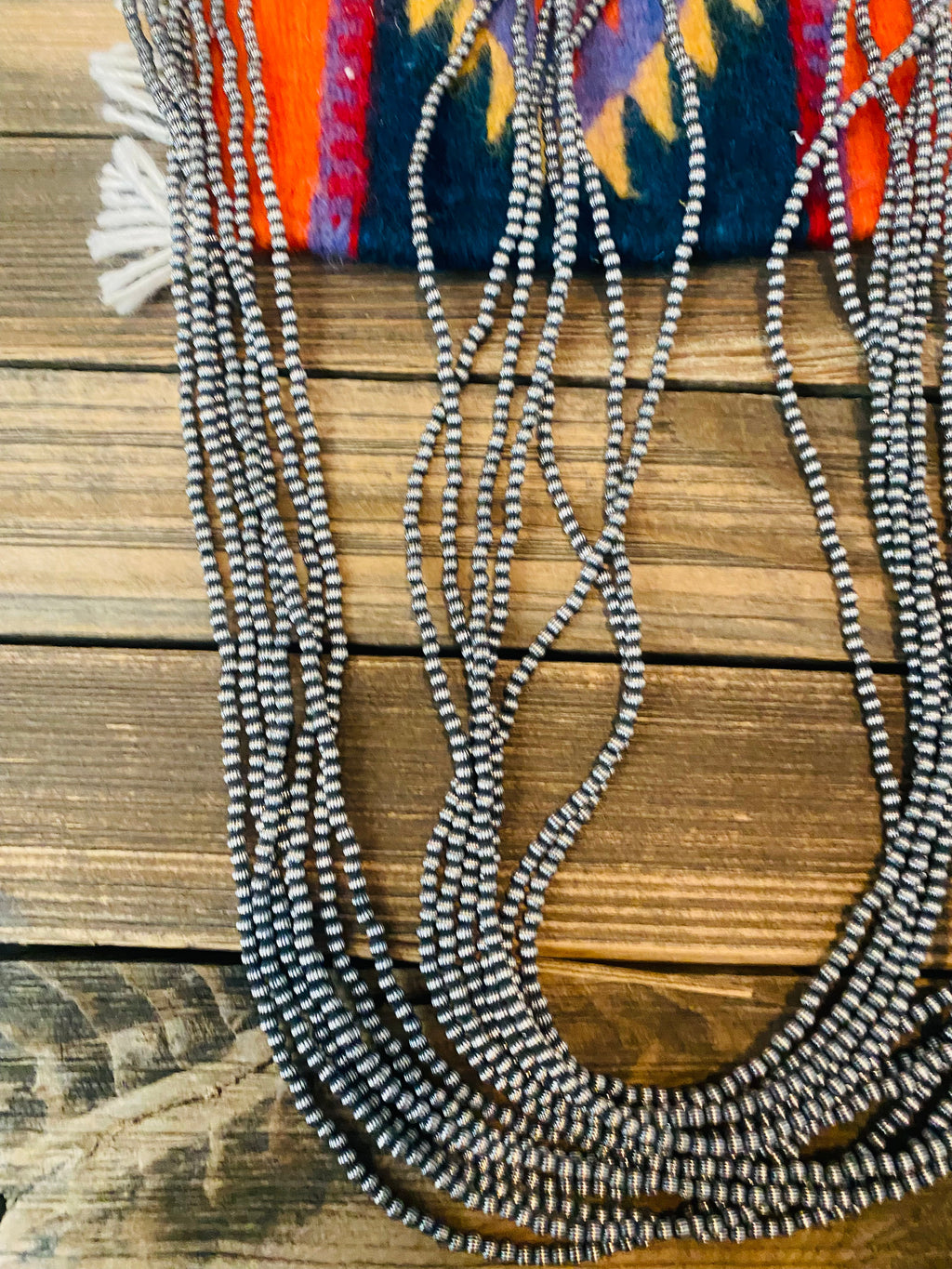 Handcrafted Sterling Silver Pearl 3mm Beaded Necklace 60”