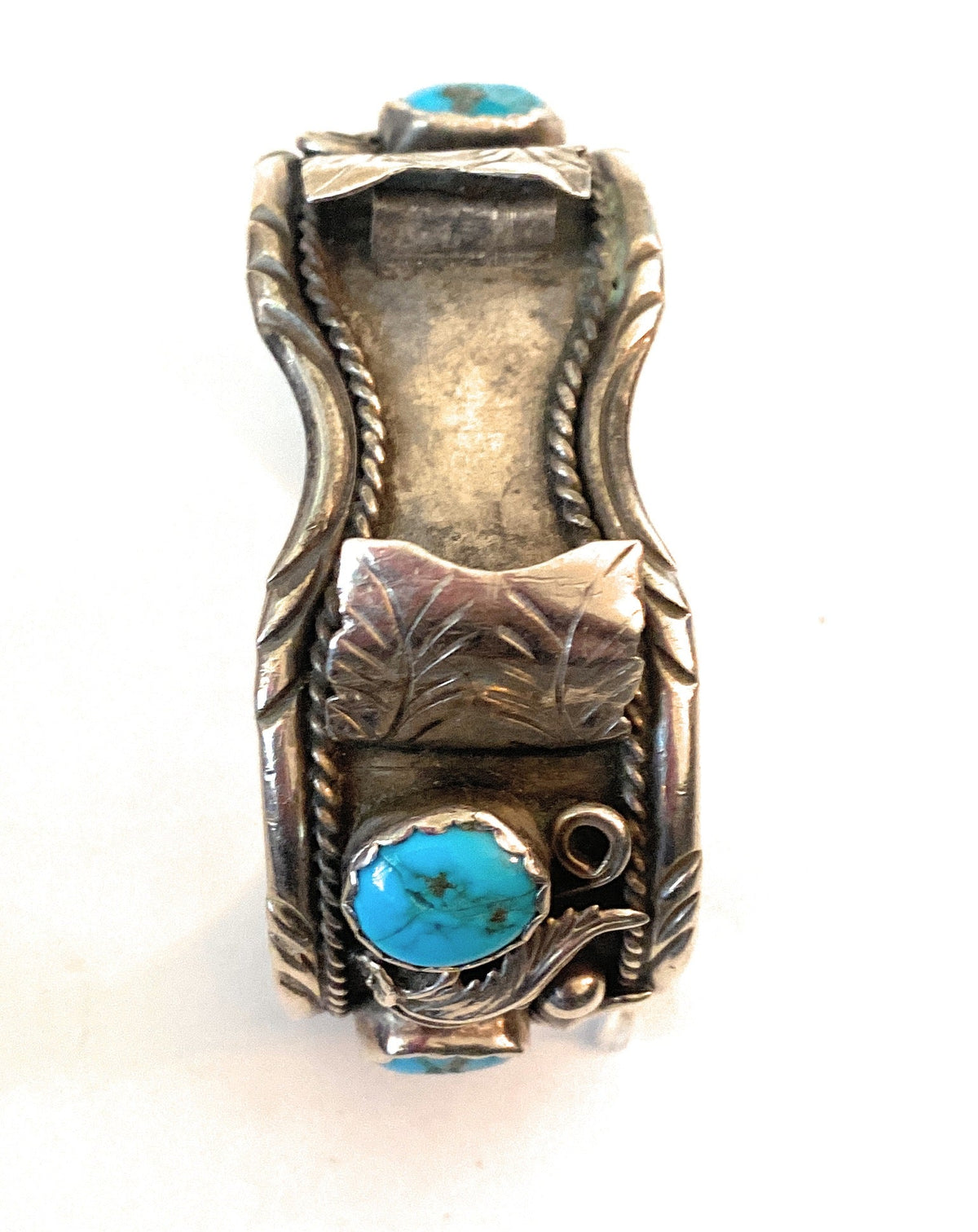 Old Pawn Vintage Handcrafted Kingman Turquoise & Sterling Silver Watch Cuff