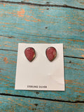 Handcrafted Rhondite And Sterling Silver Post Clip On Earrings
