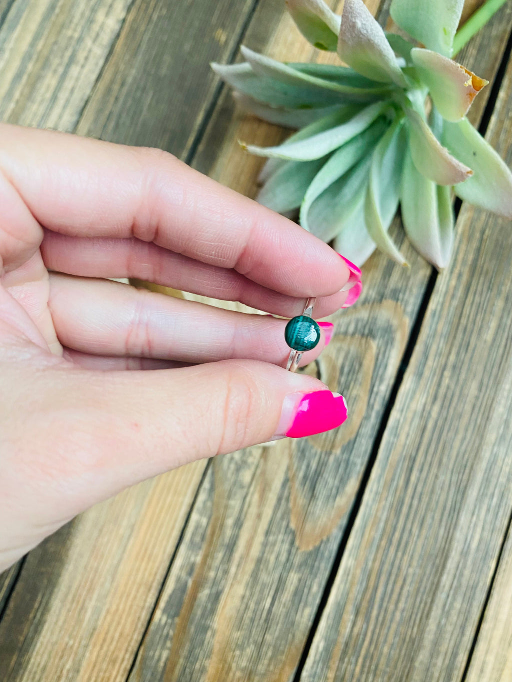 Handcrafted Malachite & Sterling Silver Ring