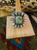 Handmade Sterling Silver, Variscite & Opal Cluster Adjustable Ring