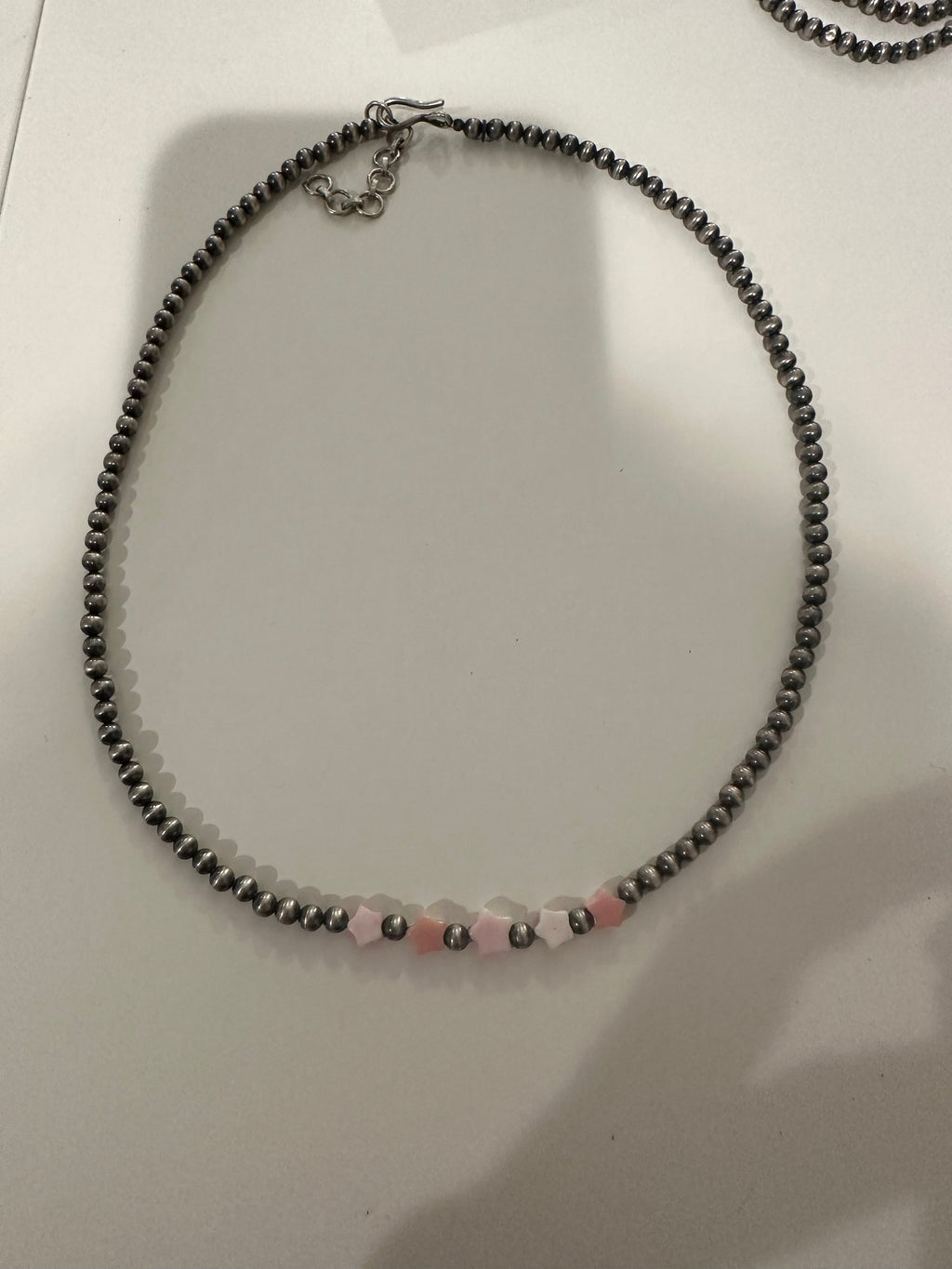 Handcrafted Sterling Silver & Queen Pink Conch Beaded Star 18" Necklace