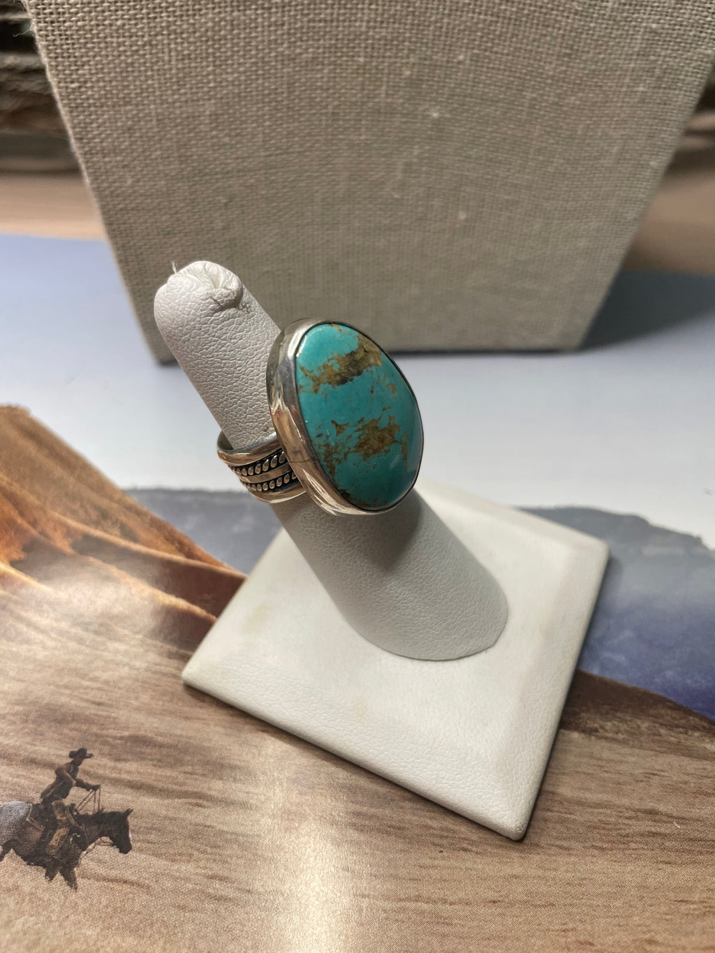 Handcrafted Sterling Silver & Turquoise Ring Size 5.5