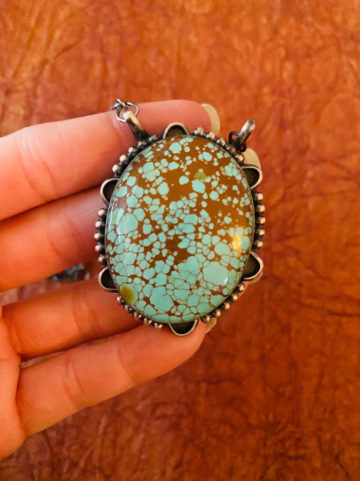 Handcrafted Sterling Silver & Number 8 Turquoise Necklace