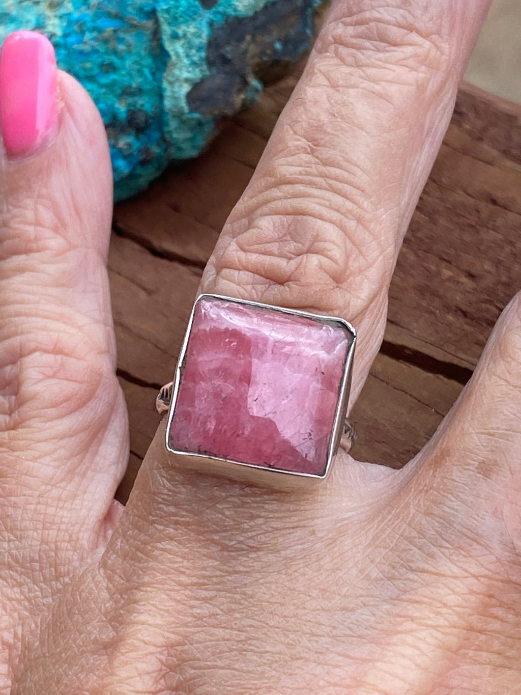 Handcrafted Sterling Silver & Rhodochrosite Rings Signed