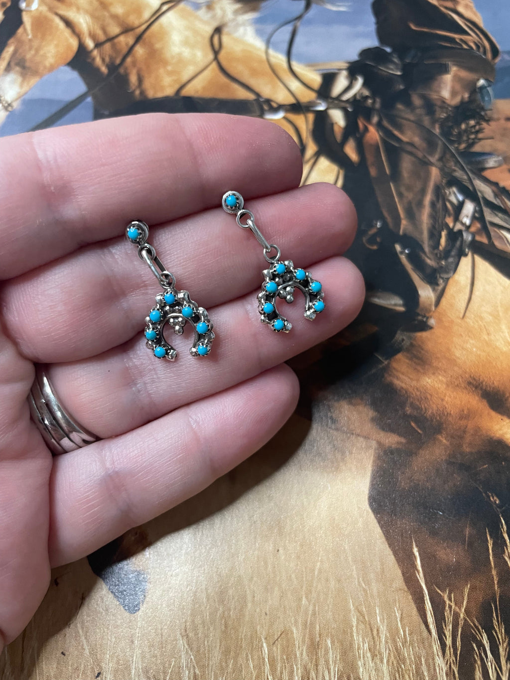 Handcrafted Turquoise And Sterling Silver Naja Dangle Earrings