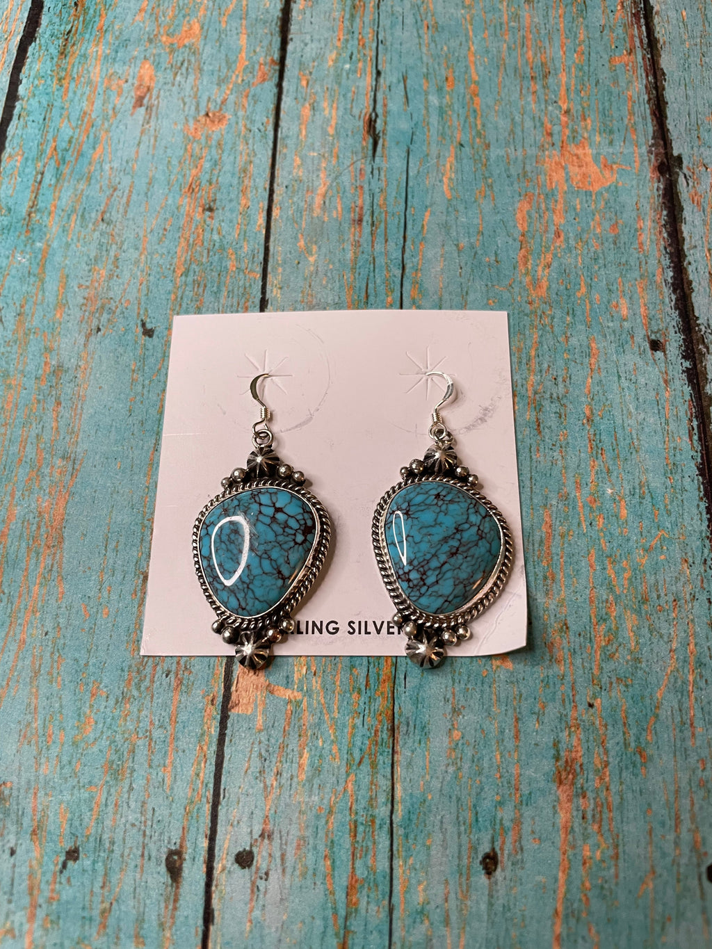Handcrafted Turquoise And Sterling Silver Dangle Earrings