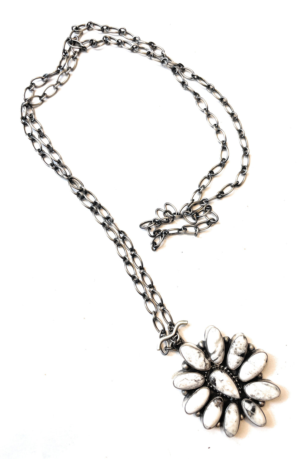 Handcrafted White Buffalo And Sterling Silver Necklace