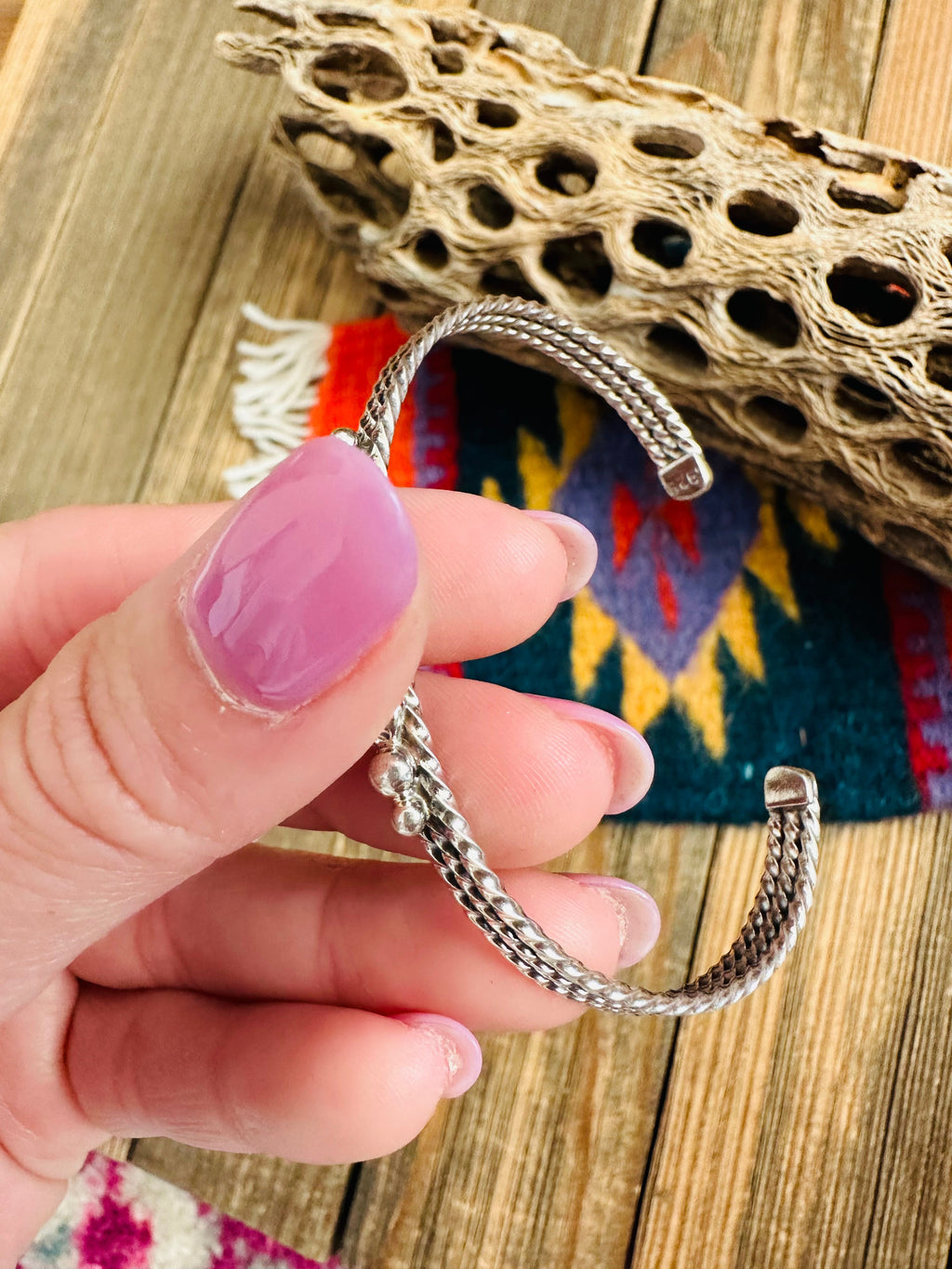 Handcrafted Coral & Sterling Silver Cuff Bracelet