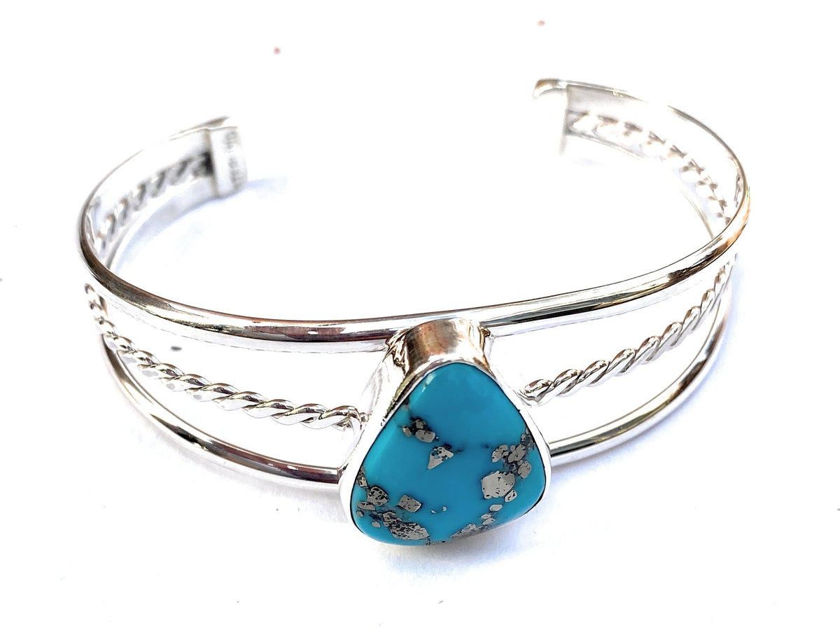Handcrafted Kingman Turquoise & Sterling Silver Cuff Bracelet
