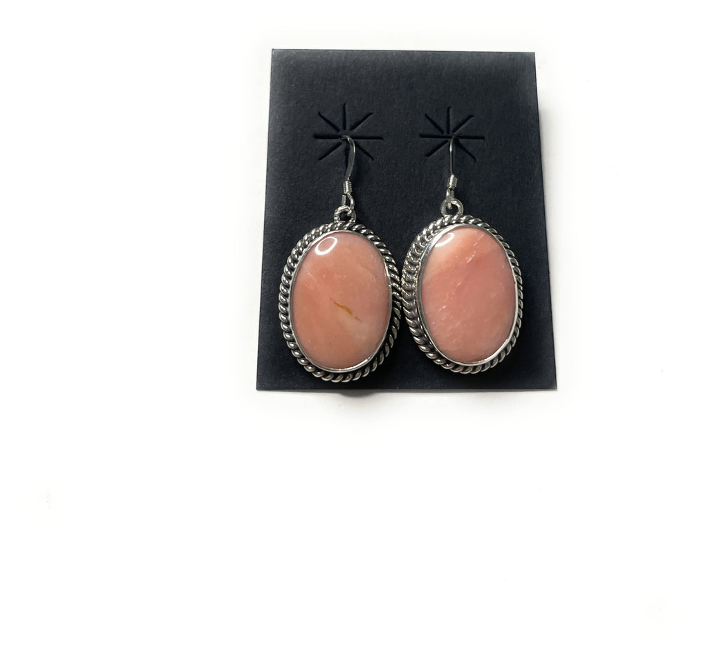 Handcrafted Sterling Silver & Rhodochrosite Stone Dangle Earrings