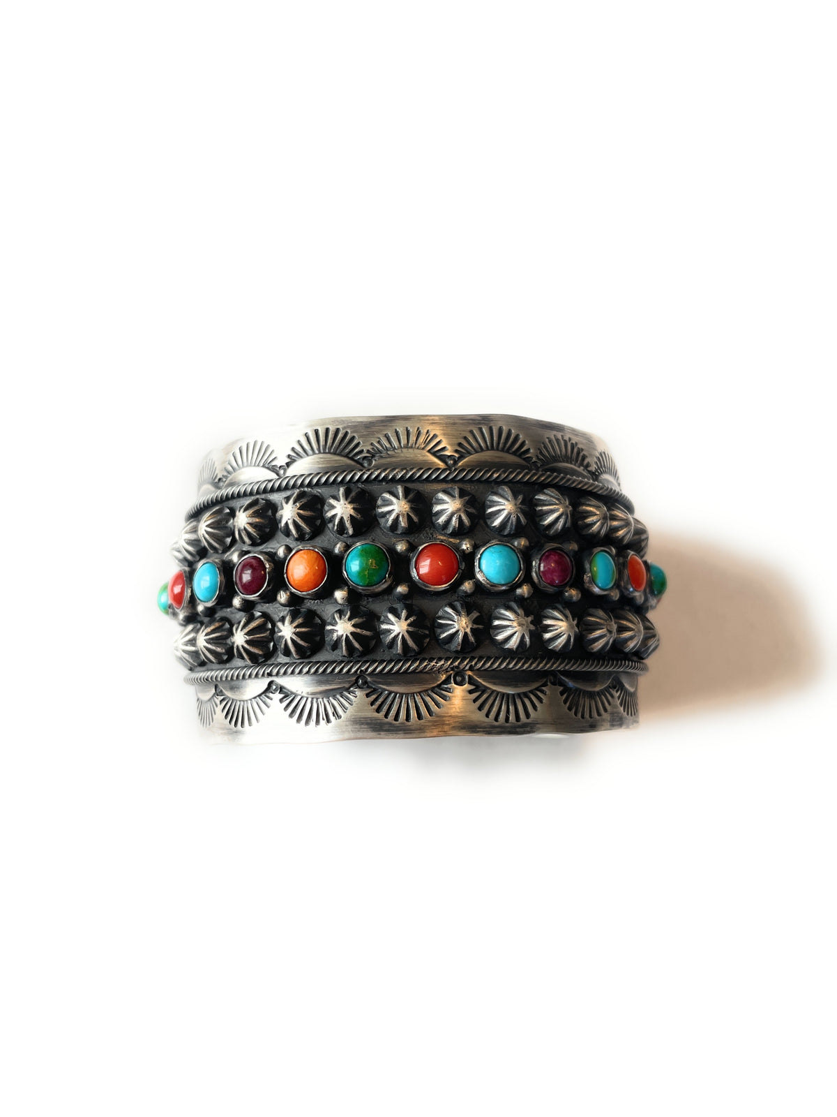 Handcrafted Sterling Silver And Multi Stone Bracelet Cuff By Akee Douglas