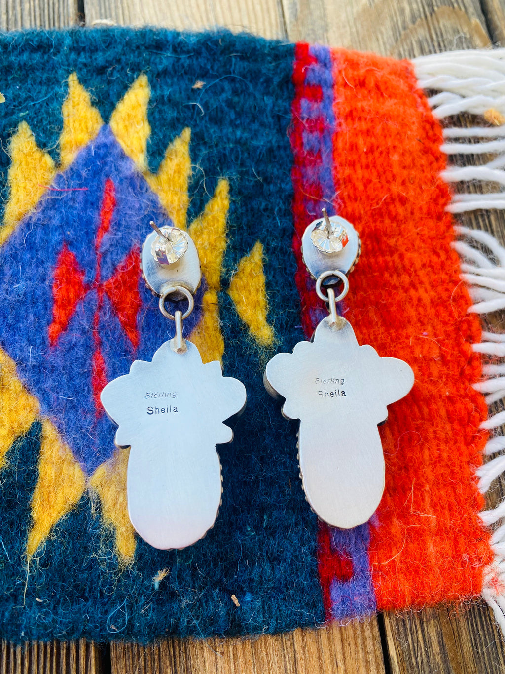 Handcrafted Multi Turquoise & Sterling Silver Cluster Dangle Earrings