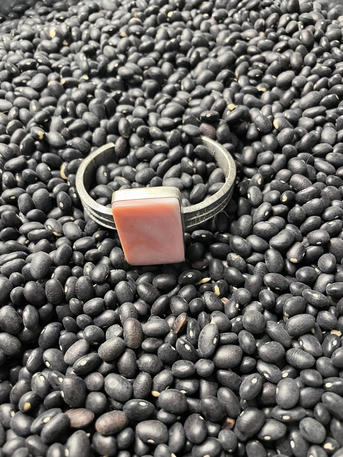 Handcrafted Pink Conch & Tufa Cast Cuff Bracelet Signed