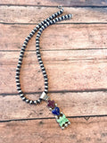 Handcrafted Multi Stone And Sterling Silver Pendant Signed