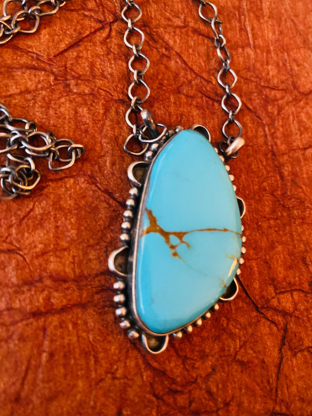 Handcrafted Sterling Silver & Kingman Turquoise Necklace