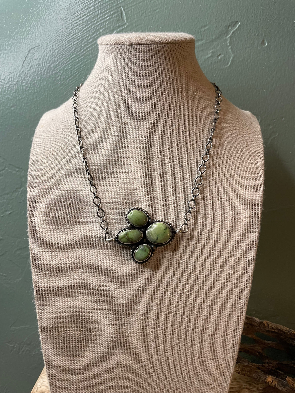 Handcrafted Sterling Silver Turquoise Necklace By Sheila Becenti 15Inch