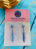 Handcrafted Sterling Silver Concho Feather Dangle Earrings