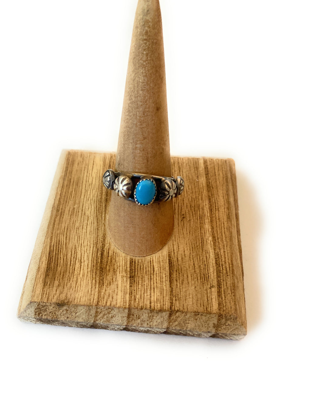 Handcrafted Turquoise and Sterling Silver Concho Band Ring