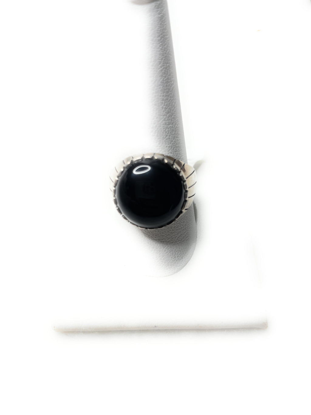 Handcrafted Ray Jack Sterling Silver Black Onyx Round Ring Size 10