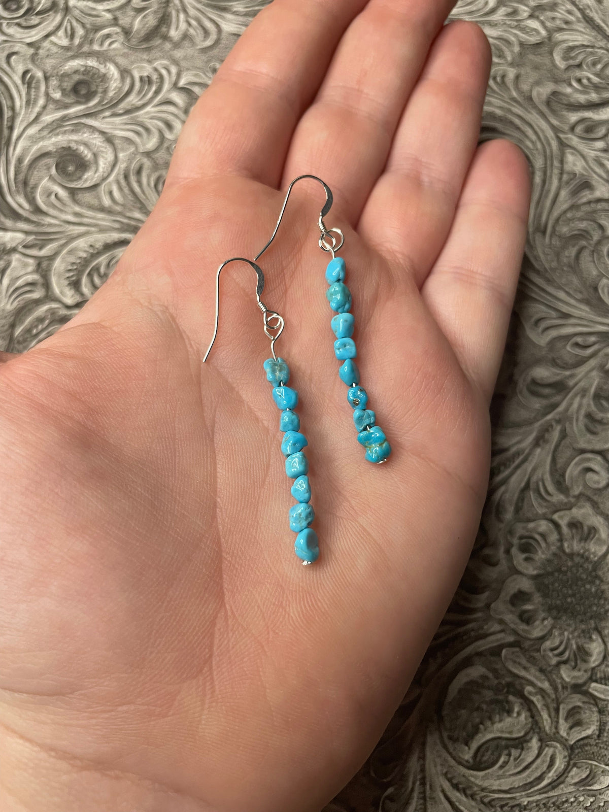 Handcrafted Sterling Silver & Turquoise Beaded Dangle Earrings