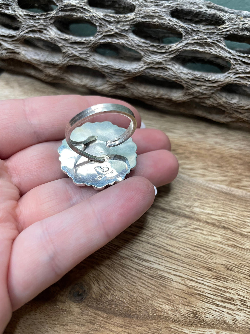 Handcrafted Spice And Sterling Silver Adjustable Flower Ring