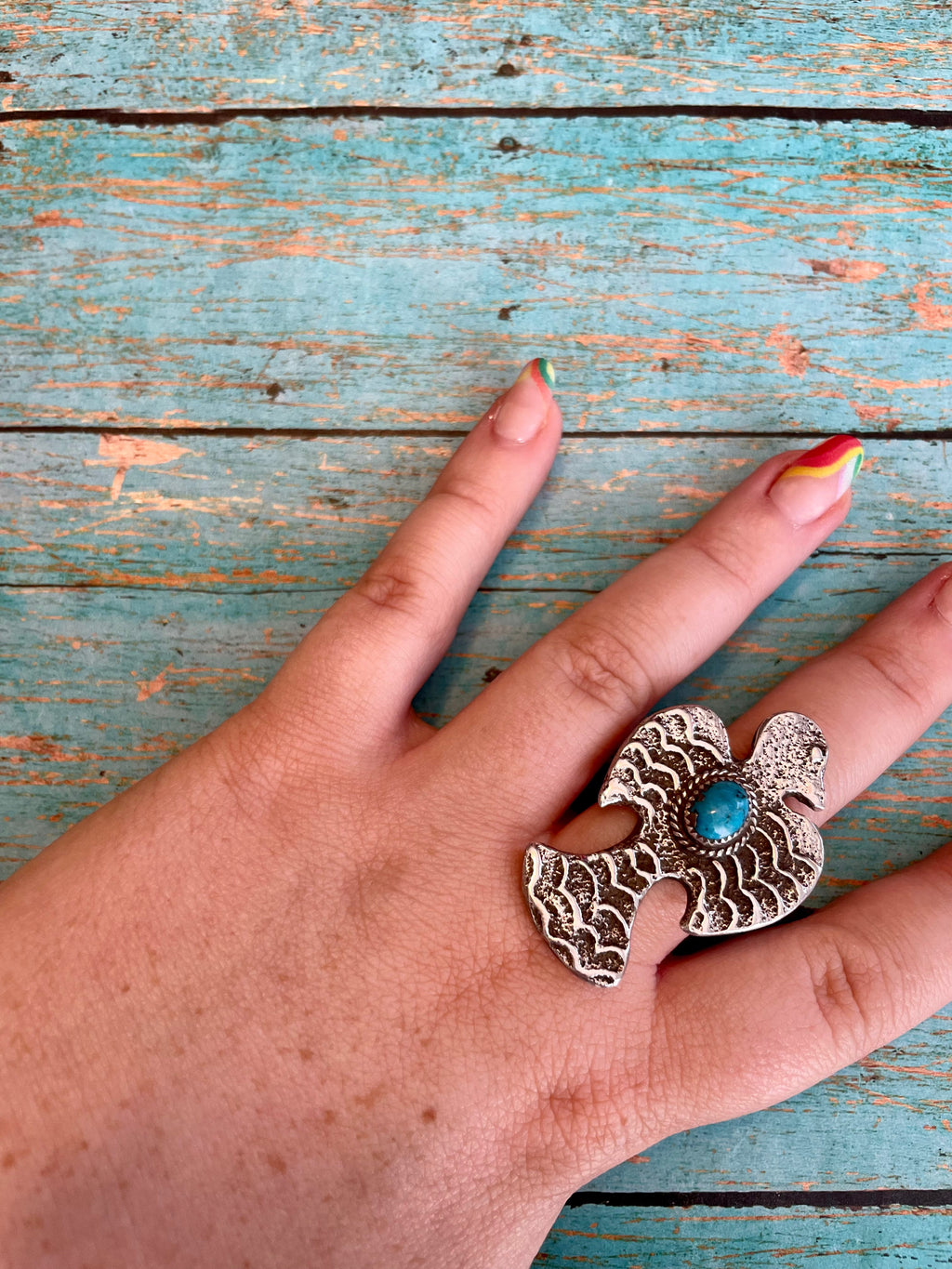 Handcrafted Turquoise & Sterling Silver Adjustable Ring
