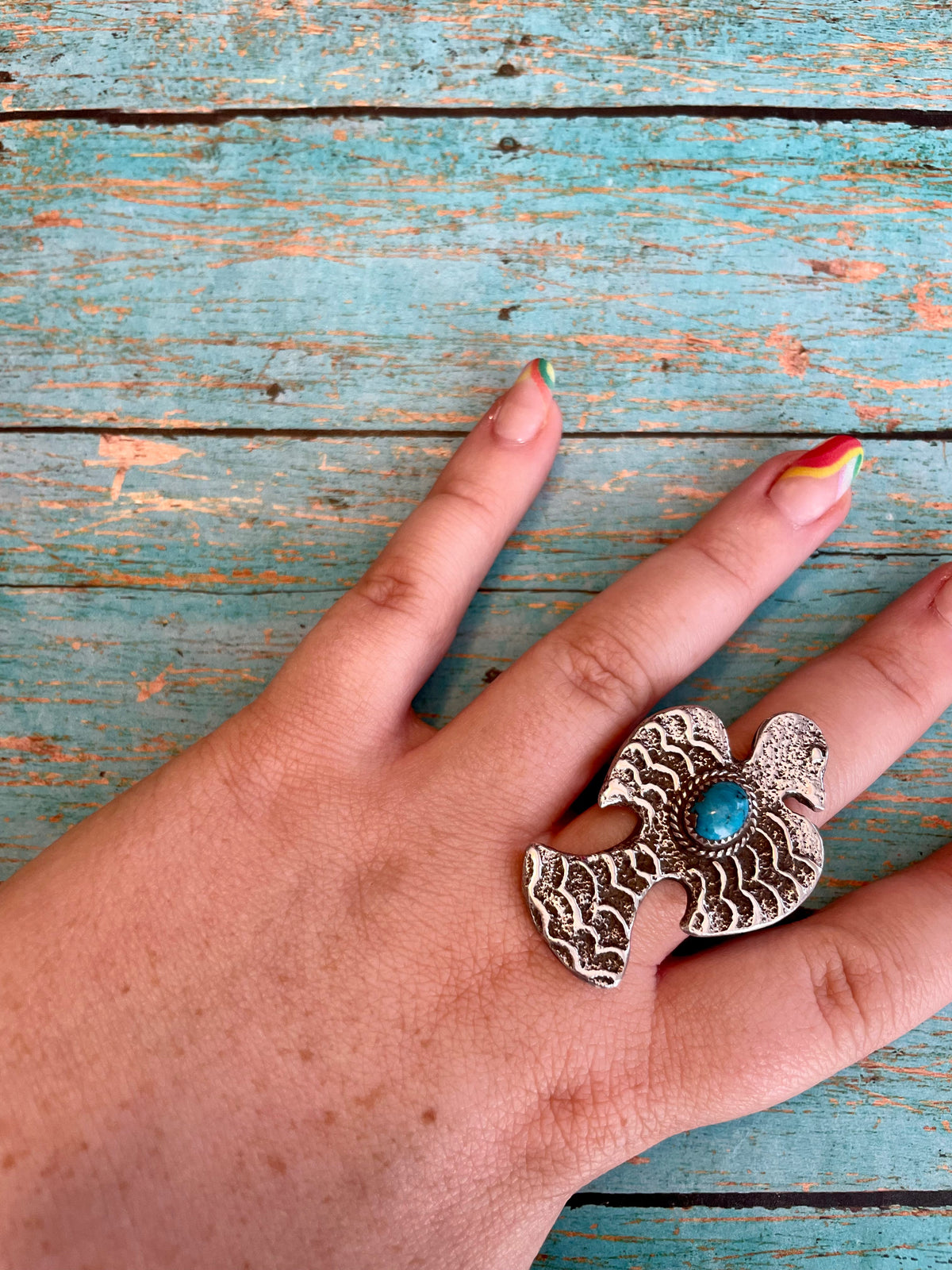 Handcrafted Turquoise & Sterling Silver Adjustable Ring