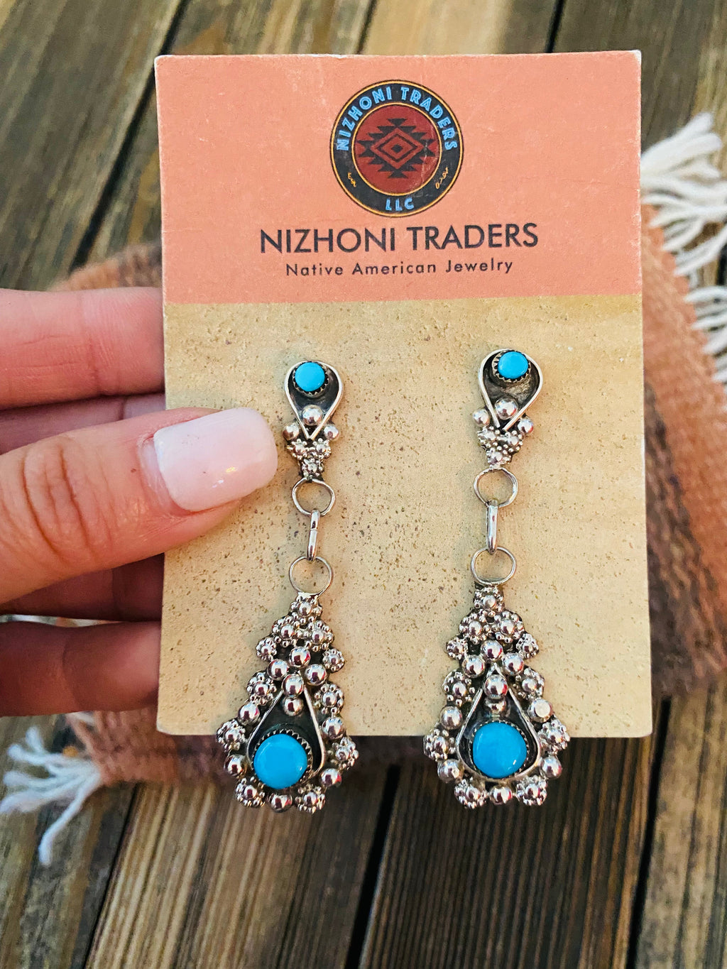 Handcrafted Sterling Silver & Turquoise Dangle Earrings