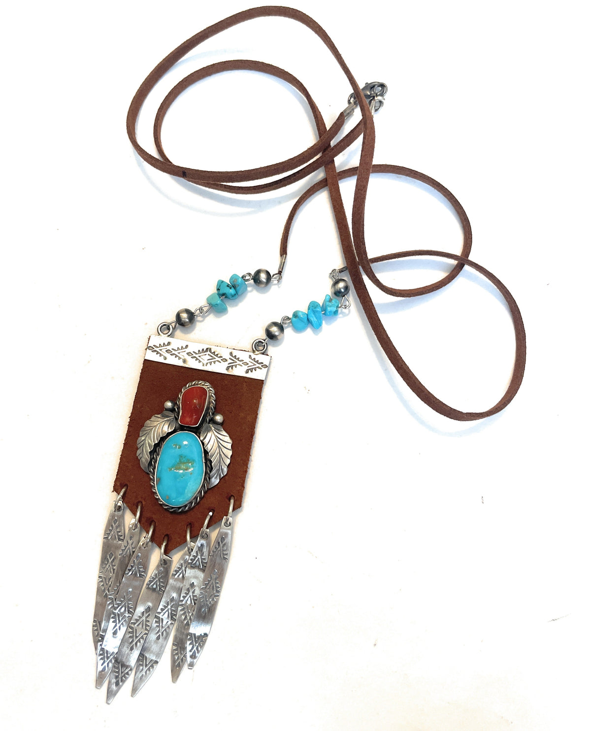 Handcrafted Turquoise and Coral Statement Necklace