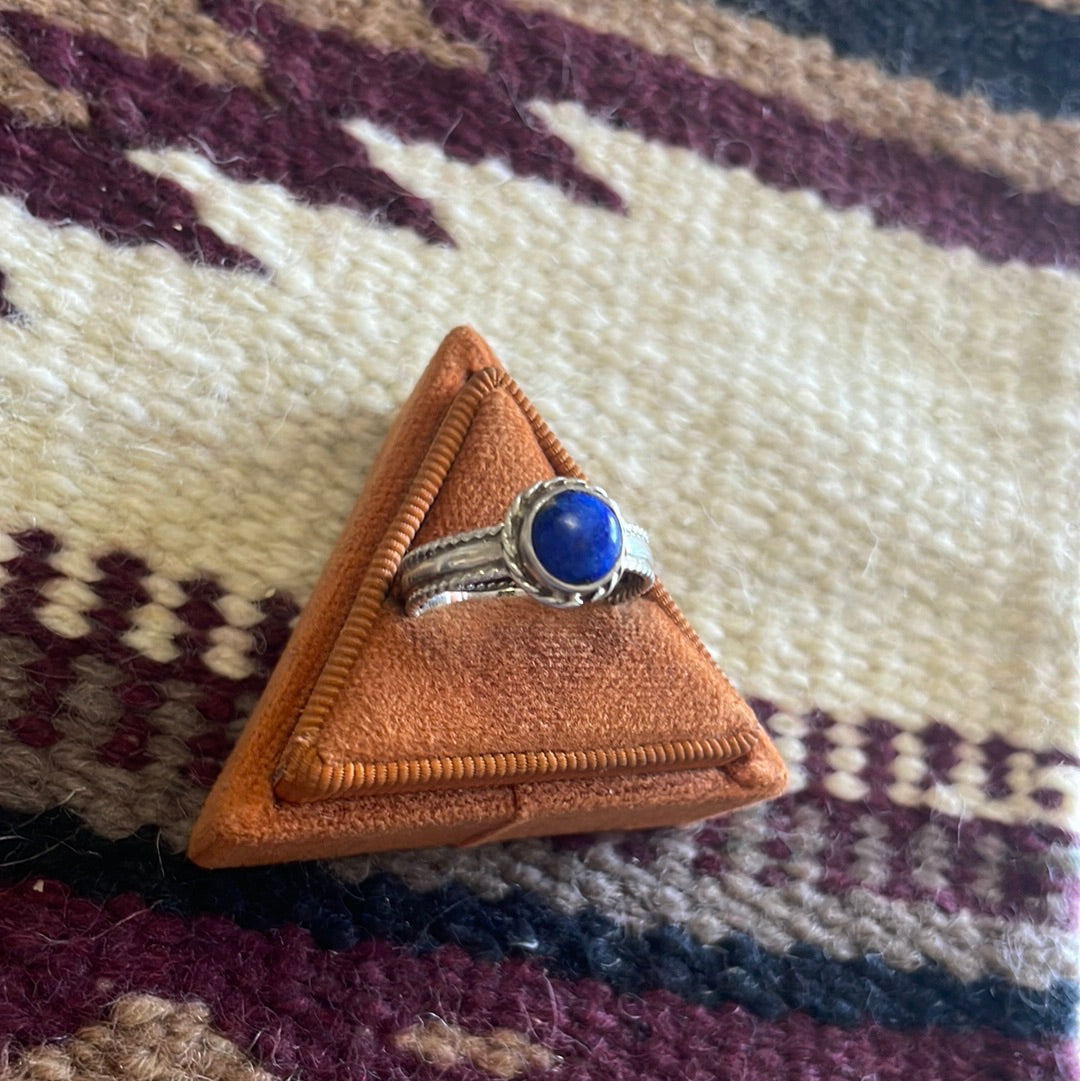 Handcrafted Lapis & Sterling Silver Double Braided Ring