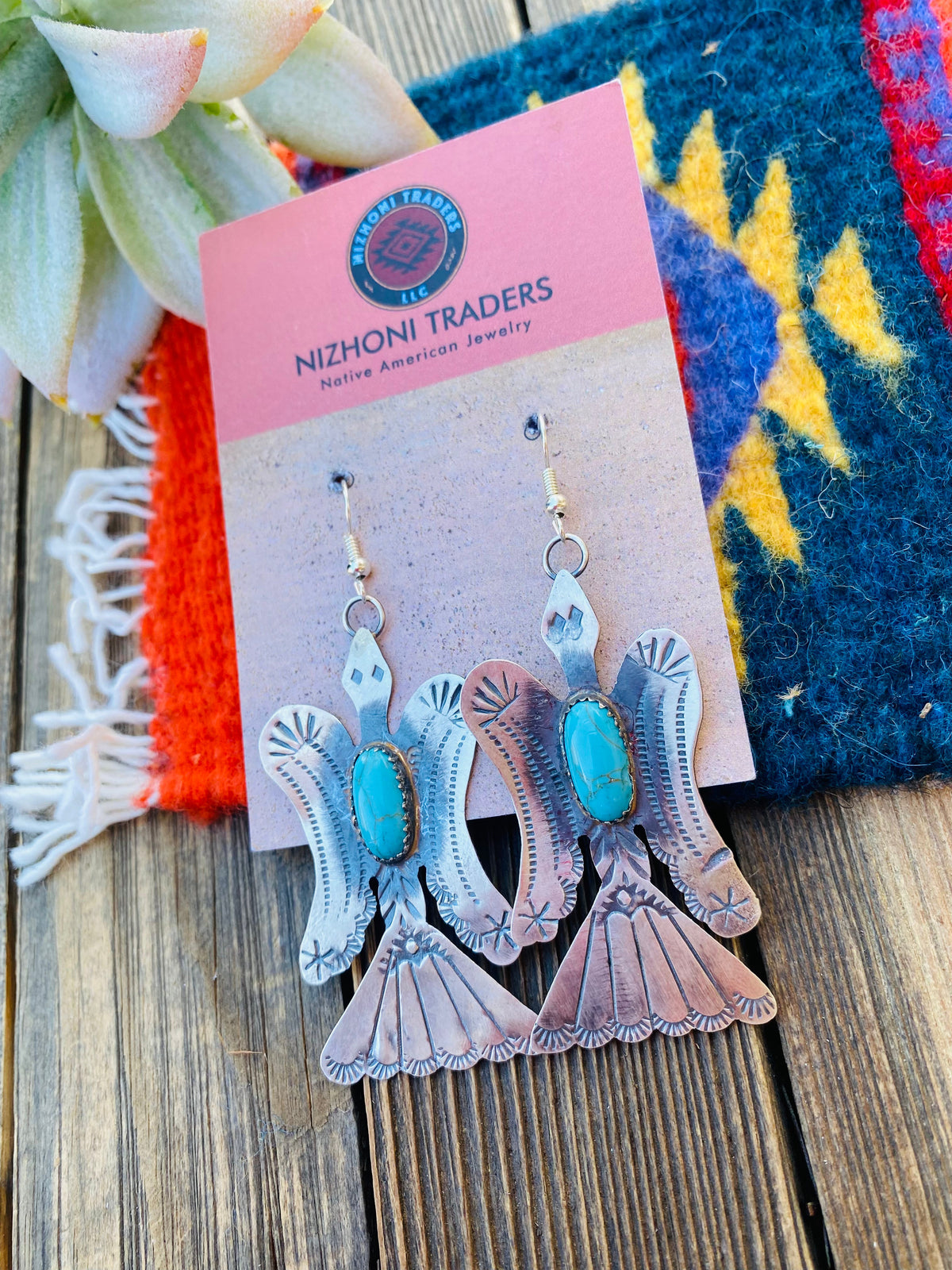 Handcrafted Turquoise & Sterling Silver Water Bird Dangle Earrings