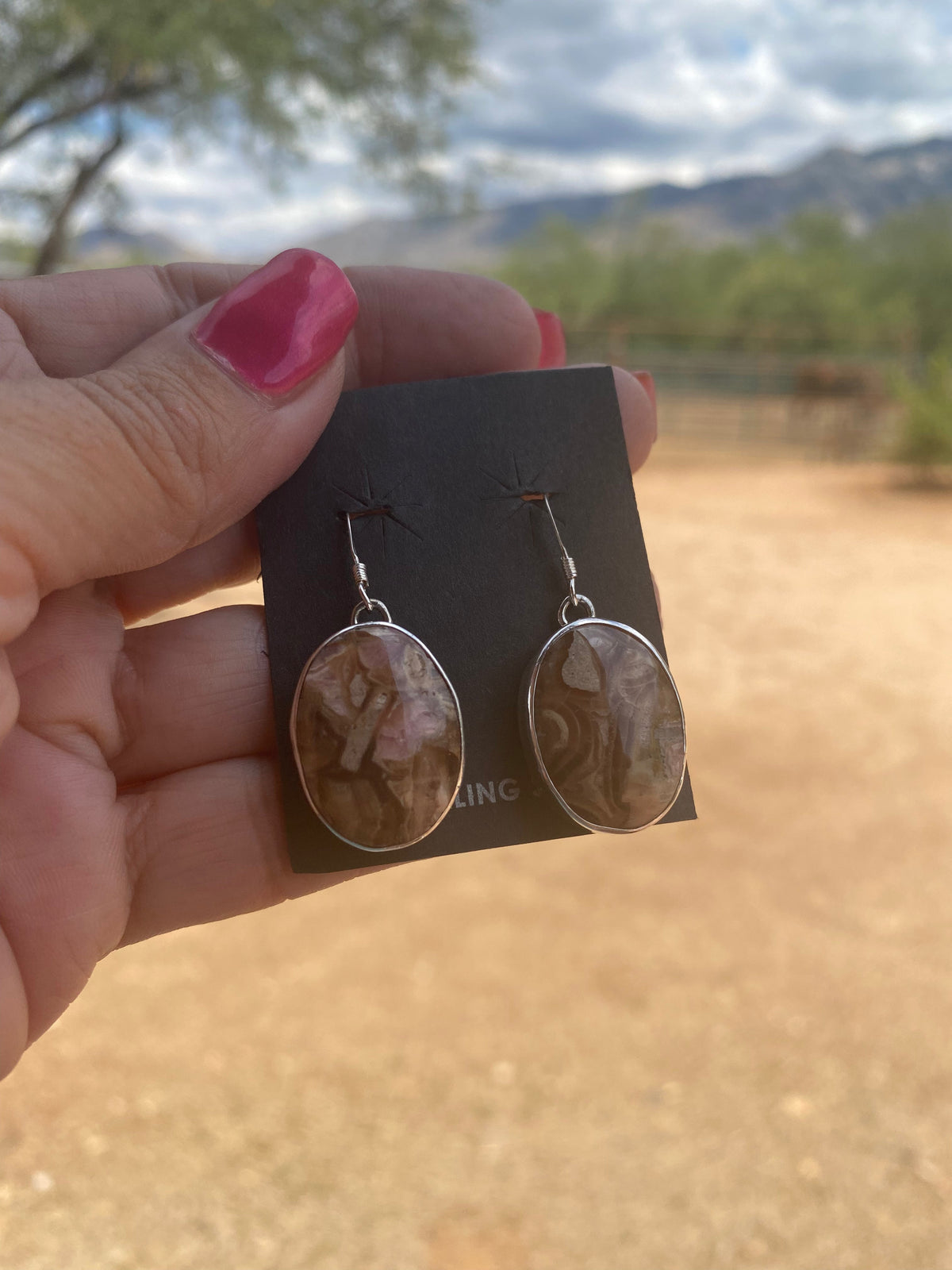 Handcrafted Rhodonite & Sterling Silver Beaded Necklace Set